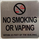NO SMOKING OR VAPING WITHIN 25 FEET OF BUILDING  Sign