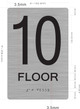 Signage  Black Floor number  -Tactile Graphics Grade 2 Braille Text with raised letters