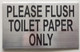 Please Flush only Toilet Paper Sign - with Double Sided Tape (Silver, Aluminium 5X3)