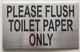 Please Flush only Toilet Paper SIGNAGE - with Double Sided Tape (Silver, Aluminium 5X3)
