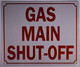 Gas Main Shut-Off Sign