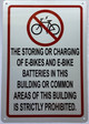 NO E- BIKE SIGN IN BUILDING