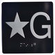 Elevator JAMB Plate with Braille - Elevator Floor Number Brush BLACK Sign
