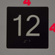 Elevator JAMB Plate with Braille - Elevator Floor Number BLACK Sign