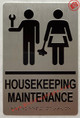 Sign HOUSEKEEPING MAINTENANCE  Raised letters , Raised Image & Grade 2 Braille - Includes Red Adhesive pad for Easy Installation