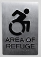 AREA OF REFUGE  RAISED letters & Grade 2 Braille - Includes Red Adhesive pad for Easy Installation ( black, Tacticle ) - The Sensation line