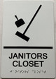 Sign Janitors Closet  with Raised letters/Image & Grade 2 Braille - Includes Red Adhesive pad for Easy Installation ( white, Tacticle ) - The sensation line