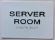 Signage SERVER ROOM  with Raised letters/Image & Grade 2 Braille - Includes Red Adhesive pad for Easy Installation (white, Tacticle ) - The sensation line