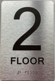 Floor number  with Raised letters/Image & Grade 2 Braille - Includes Red Adhesive pad for Easy Installation ( Brushed Aluminum/silver) - The park Ave Line (2nd Floor)