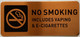 Sign No Smoking  - No Smoking No Vaping s for Business - Includes Adhesive Strips for Easy Installation- Brushed Metal No Smoking  (Gold color, aluminium)- The Gold Mountain Line
