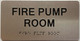 FIRE PUMP ROOM  with Raised letters/Image & Grade 2 Braille - Includes Red Adhesive pad for Easy Installation (Brushed Aluminum/silver, Tacticle ) - The park Ave Line