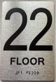 22th floor  with Raised letters/Image & Grade 2 Braille - Includes Red Adhesive pad for Easy Installation ( Brushed Aluminum/silver, Tacticle ) - The park Ave Line