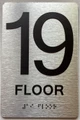 Sign 19th floor  with Raised letters/Image & Grade 2 Braille - Includes Red Adhesive pad for Easy Installation ( Brushed Aluminum/silver, Tacticle ) - The park Ave Line