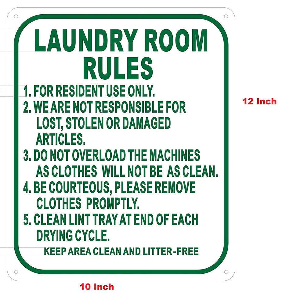 Laundry Room Rules Sign (,Aluminium Rust Free)