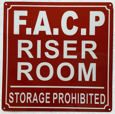 Facp riser room storage prohibited sign -fire alarm control panel riser ...