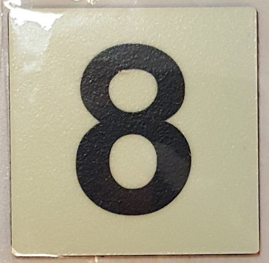 PHOTOLUMINESCENT DOOR IDENTIFICATION LETTER 8 (EIGHT) Sign/ GLOW IN THE ...