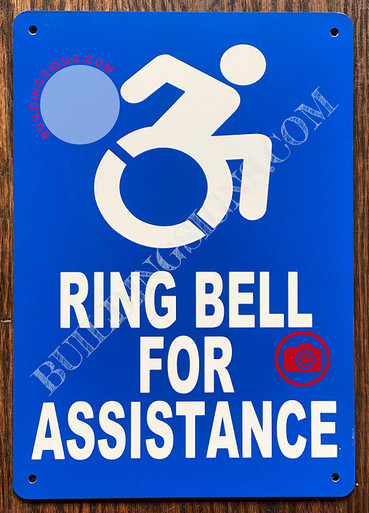 ADA Ring Bell for Assistance with Symbol Sign