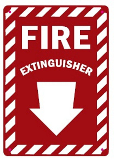 FIRE EXTINGUISHER SIGN zebra line red (7X10,RED,Aluminum) - HPDSIGNS.NYC
