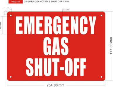 EMERGENCY GAS SHUT OFF SIGN (7X10,Red,Aluminum) -ref21022 - HPDSIGNS.NYC