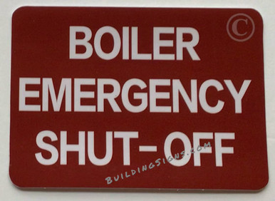Two (2) Boiler Emergency Shut-Off Sticker Sign (5X7 INCH, Heavy Duty ...