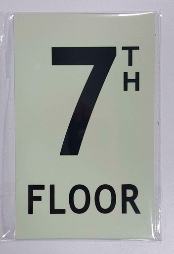 Floor number Seven (7) Sign/ GLOW IN THE DARK