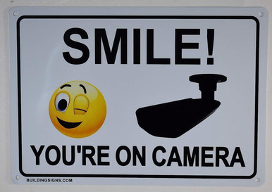 3 pack -Smile You're on Camera Video Surveillance Sign (WHITE, Aluminum ...