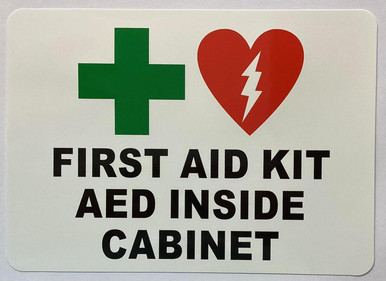 5 PACK -FIRST AID AED INSIDE CABINET Decal/STICKER (PVC STICKER, Size ...
