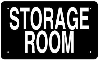 STORAGE ROOM SIGN -BLACK BACKGROUND (ALUMINIUM )
