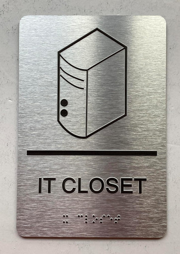 IT CLOSET sign with Raised letters/Image & Grade 2 Braille - Includes ...