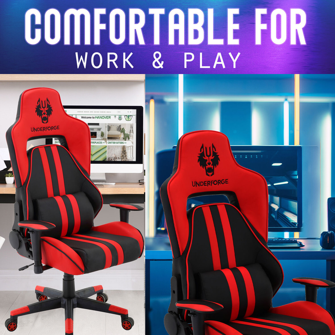 Hanover Commando Gas Lift 2-Tone Gaming Chair, Faux Leather, NO Cushions, 1  - Kroger