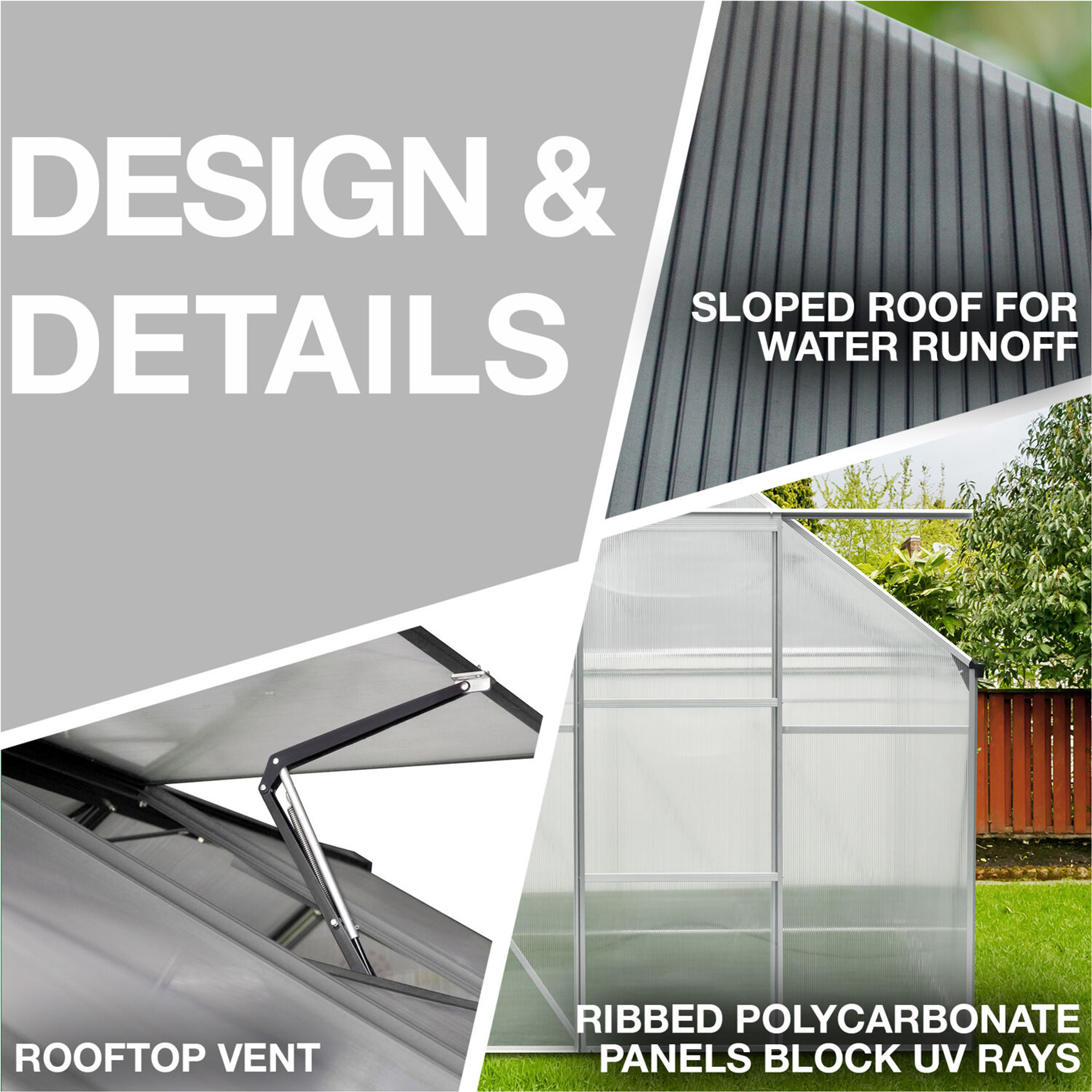 Hanover 6Ft. x 6Ft. Polycarbonate WalkIn Greenhouse w/Aluminum Frame