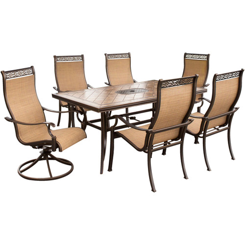 Monaco 7 Pc. Dining Set - Two Swivel Chairs, Four Dining Chairs, and a 40 x 68 in. Table