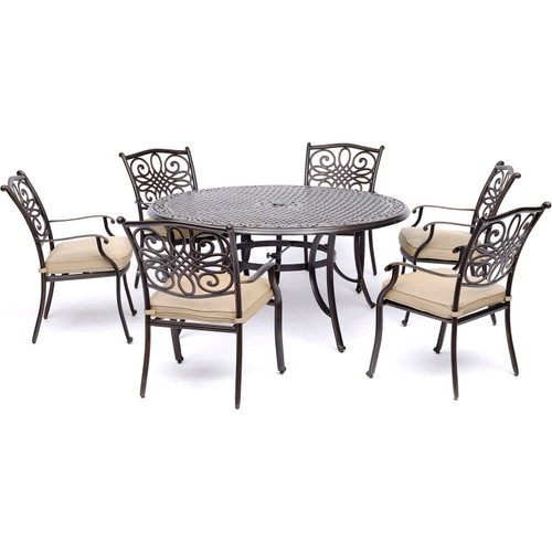 Traditions 7-Piece Dining Set with Six Dining Chairs and a 60 In. Cast-top Table