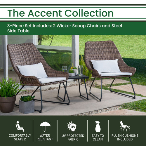 Hanover 3-Piece Wicker Chat Set