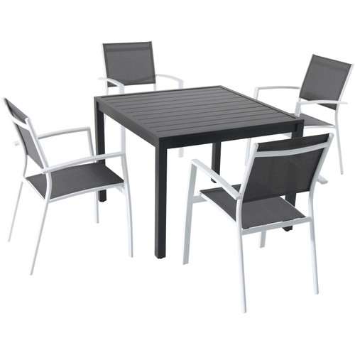 Naples 5-Piece Outdoor Dining Set with 4 Sling Arm Chairs and a 38" Square Dining Table