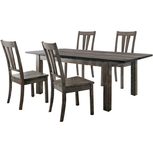 Hanover Bramble Hill 5-Piece Dining Set with Expandable Table and 4 Wood-Seat Side Chairs in Weathered Gray Finish