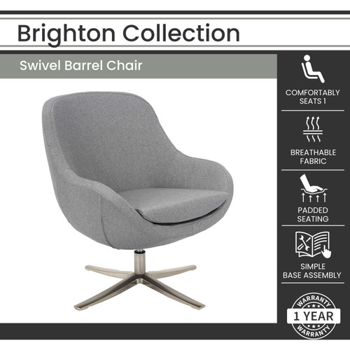 Hanover Brighton Swivel Barrel Chair with Chrome Base