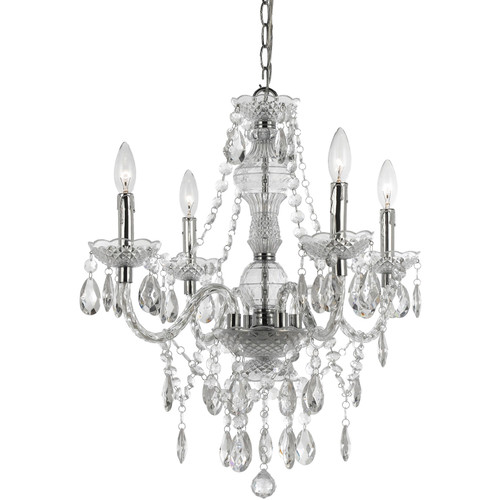 Hanover Hannah 4-Light Mini Chandelier for Hardwire or Plug-In Swag Installation, Chrome Finish and Faux Crystals, Clear, HHANNAHCLR-4MC