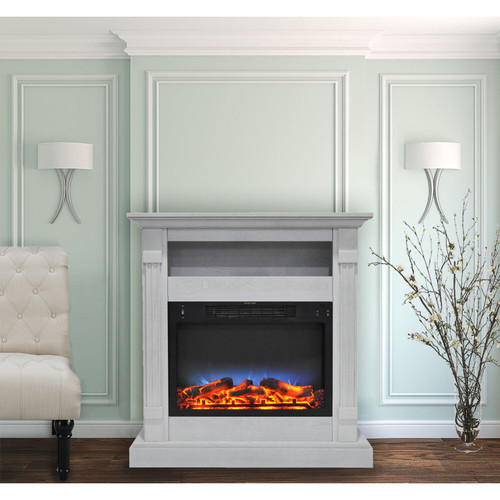 Drexel 34 In. Electric Fireplace w/ Multi-Color LED Insert and Mantel