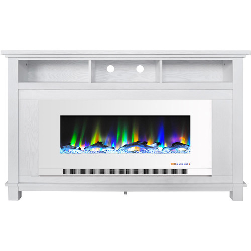 San Jose Fireplace Entertainment Stand with 50" Color-Changing Fireplace Insert and Driftwood Log Display