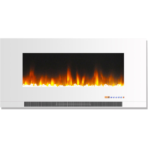 42 In. Wall-Mount Electric Fireplace with Multi-Color Flames and Crystal Rock Display
