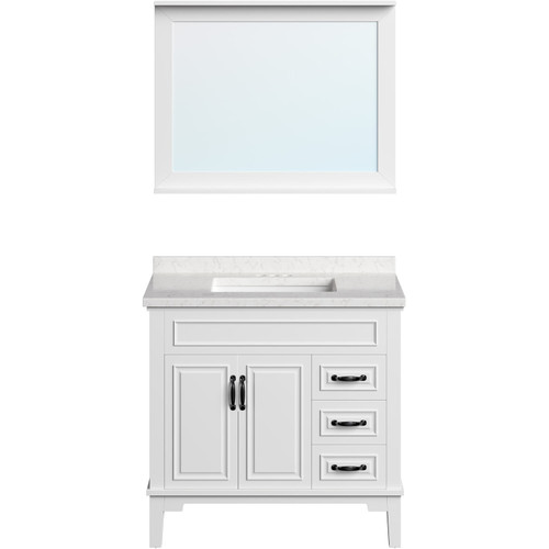 Lanesboro 36" Bathroom Vanity Cabinet, 2 Door & 3 Drawers, Includes Accent Mirror