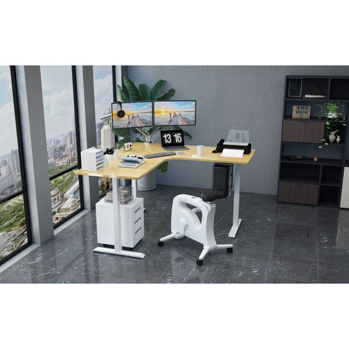Hanover 73-In. L-Shaped Sit or Stand Electric Height Adjustable Desk with Triple Motor System