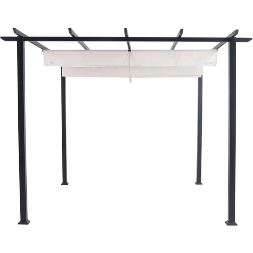 Reed Aluminum and Steel Pergola with Adjustable Sling Canopy, Gray (9.8' D x 9.8' W x 7.6' H)
