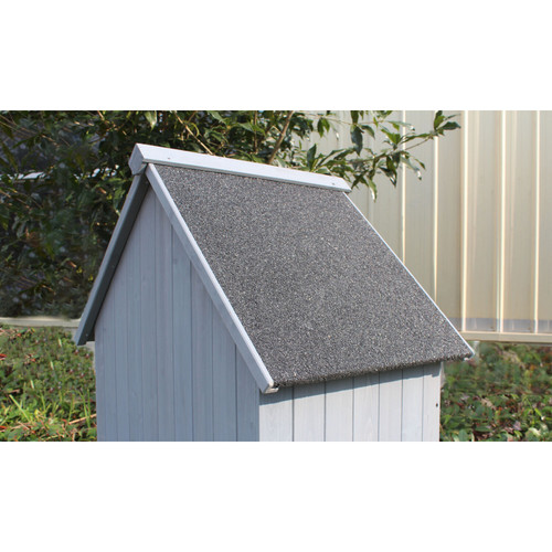 Hanover Outdoor Wooden Storage Shed with Pitched Roof, 3 Shelves and Locking Latch