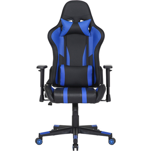 Hanover Commando Ergonomic Gaming Chair in Black and Blue - Adjustable Gas Lift Seating, Lumbar and Neck Support