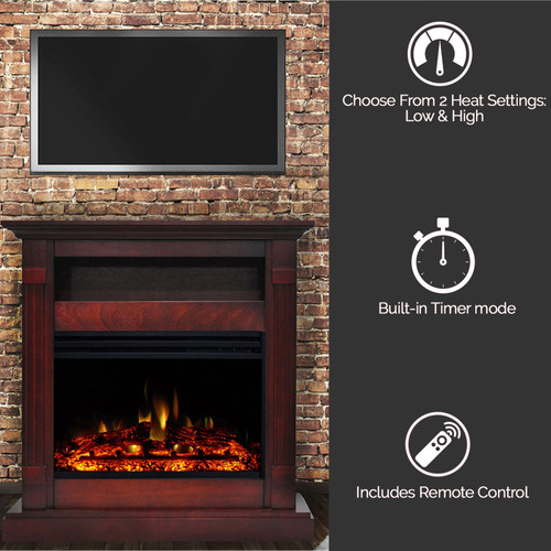 Hanover 24.4-In. x 17.6-In. x 7-In. Electric Fireplace Insert with Enhanced Log Display, Multi-Color Flames, and Remote Control