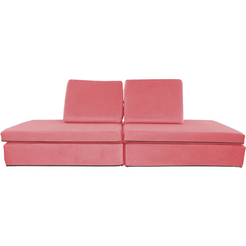 Lil Lounger Kids Play Couch with 2 Foldable Base Cushions and 2 Triangular Pillows in Flamingo1