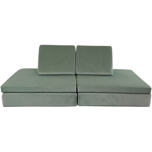 Lil Lounger Kids Play Couch with 2 Foldable Base Cushions and 2 Triangular Pillows in Rhino