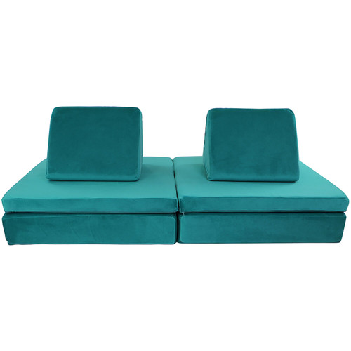 Lil Lounger Kids Play Couch with 2 Foldable Base Cushions and 2 Triangular Pillows in Chameleon